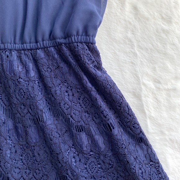 Francesca’s Collection Pearl High Neck Navy Dress in Size Large - Picture 12 of 16